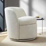 Round Sand Boucle Swivel Accent Chair